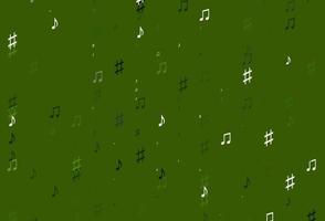 sfondo vettoriale verde chiaro con simboli musicali.