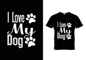 disegno della maglietta del cane. disegno della zampa per gli amanti dei cani. dicendo: il mio cane pensa che io sia fantastico. vettore