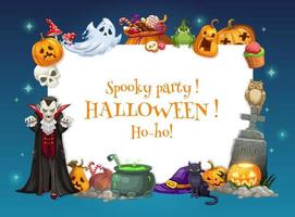 Halloween orrore zucche, fantasma, vampiro, cranio vettore