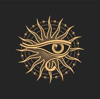 amuleto Horus occhio, stregoneria occulto esoterico cartello vettore