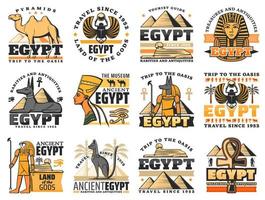Faraone piramidi, sfinge, anubis e ankh simbolo vettore