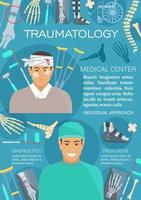 traumatologia e trauma chirurgia medicina bandiera vettore