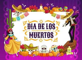 dia de los muertos teschi, danza scheletro, altare vettore