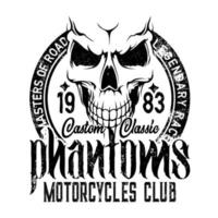 motociclista piloti club distintivo, motociclo scheletro cranio vettore