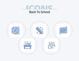 indietro per scuola blu icona imballare 5 icona design. . formazione scolastica. computer. indietro per scuola. righello vettore