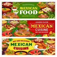messicano ristorante banner di carne, verdura pasto vettore