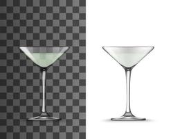 Martini cocktail bicchiere con alto stelo 3d mockup vettore