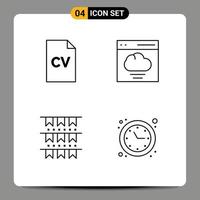 mobile interfaccia linea impostato di 4 pittogrammi di CV zigoli scienza interfaccia festa modificabile vettore design elementi