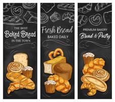 forno pane, pasticceria panini, schizzo banner vettore