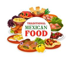 messicano cibo di verdura e carne piatti vettore