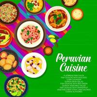 peruviano cucina menù copertina con tradizionale cibo vettore