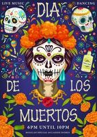 messicano vacanza, dia de los muertos Calavera cranio vettore