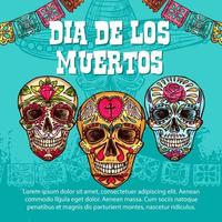 dia de muertos messicano Calavera cranio ornamento vettore