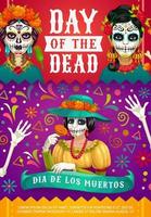 messicano dia de los muertos, donna Calavera cranio vettore