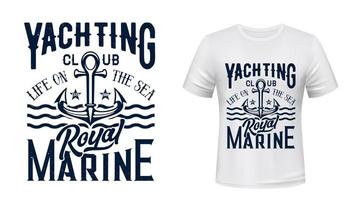 nautico ancora maglietta Stampa di yacht club vettore
