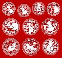 ratto e topo simboli di Cinese lunare nuovo anno vettore