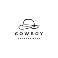 cowboy fedora cappello linea arte stile logo design vettore