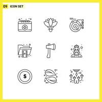 9 creativo icone moderno segni e simboli di ascia formato modello cartella documento modificabile vettore design elementi