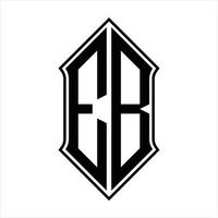 eb logo monogramma con forma di scudo e schema design modello vettore icona astratto
