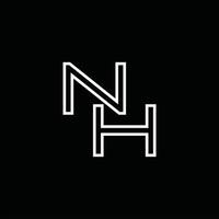 nh logo monogramma con linea stile design modello vettore