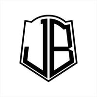 jb logo monogramma con scudo forma schema design modello vettore