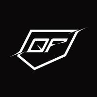 qf logo monogramma lettera con scudo e fetta stile design vettore