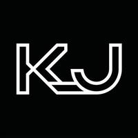 kj logo monogramma con linea stile negativo spazio vettore