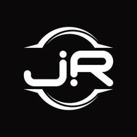 jr logo monogramma con cerchio arrotondato fetta forma design modello vettore