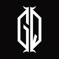 gq logo monogramma con corno forma design modello vettore