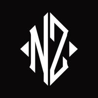 nz logo monogramma con scudo forma isolato design modello vettore