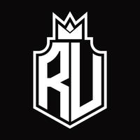 ru logo monogramma design modello vettore