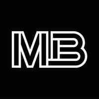 mb logo monogramma con linea stile negativo spazio vettore