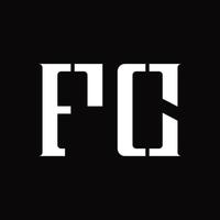 fc logo monogramma con mezzo fetta design modello vettore