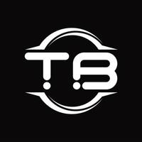 tb logo monogramma con cerchio arrotondato fetta forma design modello vettore
