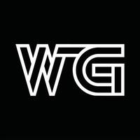 wg logo monogramma con linea stile negativo spazio vettore