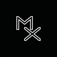 mx logo monogramma con linea stile design modello vettore