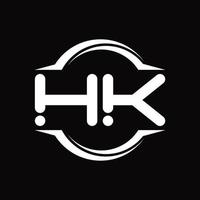 HK logo monogramma con cerchio arrotondato fetta forma design modello vettore