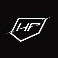 HF logo monogramma lettera con scudo e fetta stile design vettore