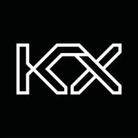 kx logo monogramma con linea stile negativo spazio vettore