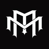 mm logo monogramma con Vintage ▾ sovrapposizione connesso stile design modello vettore