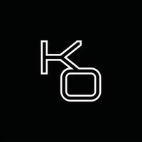 ko logo monogramma con linea stile design modello vettore