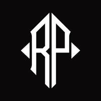 rp logo monogramma con scudo forma isolato design modello vettore