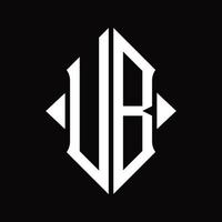 ub logo monogramma con scudo forma isolato design modello vettore