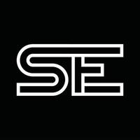 SE logo monogramma con linea stile negativo spazio vettore