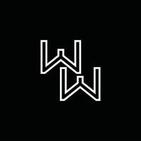 ww logo monogramma con linea stile design modello vettore