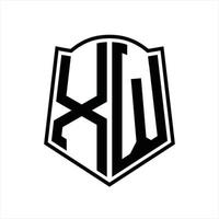 xw logo monogramma con scudo forma schema design modello vettore