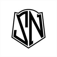 zn logo monogramma con scudo forma schema design modello vettore