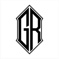 gr logo monogramma con forma di scudo e schema design modello vettore icona astratto