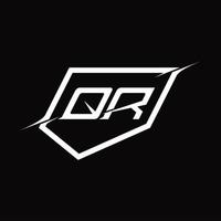 qr logo monogramma lettera con scudo e fetta stile design vettore