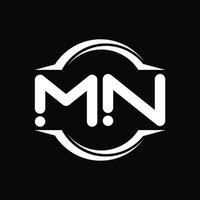 mn logo monogramma con cerchio arrotondato fetta forma design modello vettore